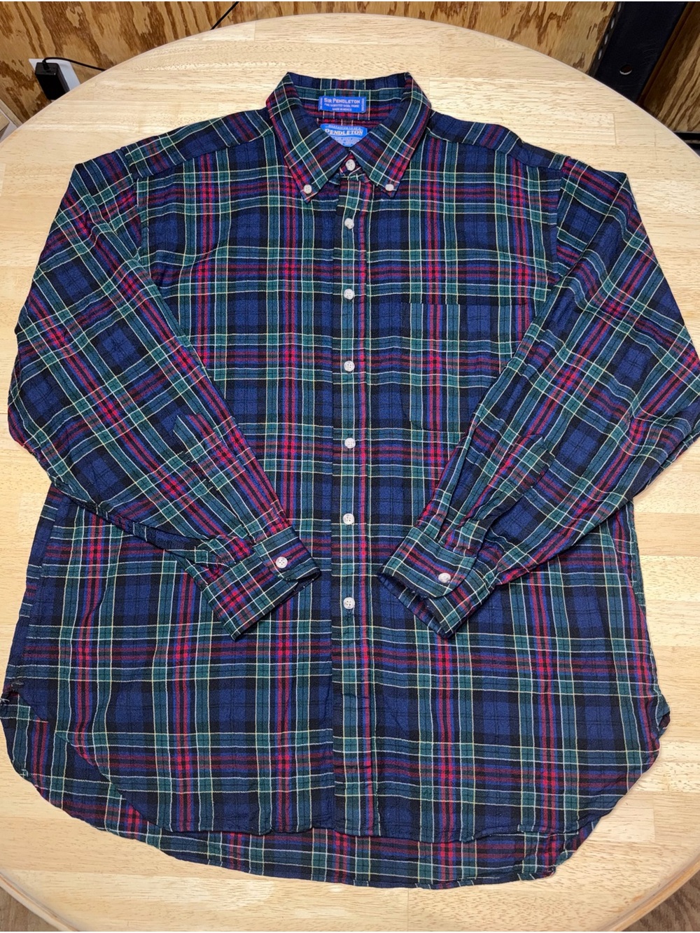 Sir Pendleton Worsted Wool Allison Tartan Plaid Flannel Mens XL Navy Red Green